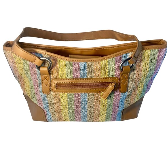 Caribbean Joe Handbag Beach Bag Large Purse Colorful Stripe Design Tiki Palm - Picture 3 of 6